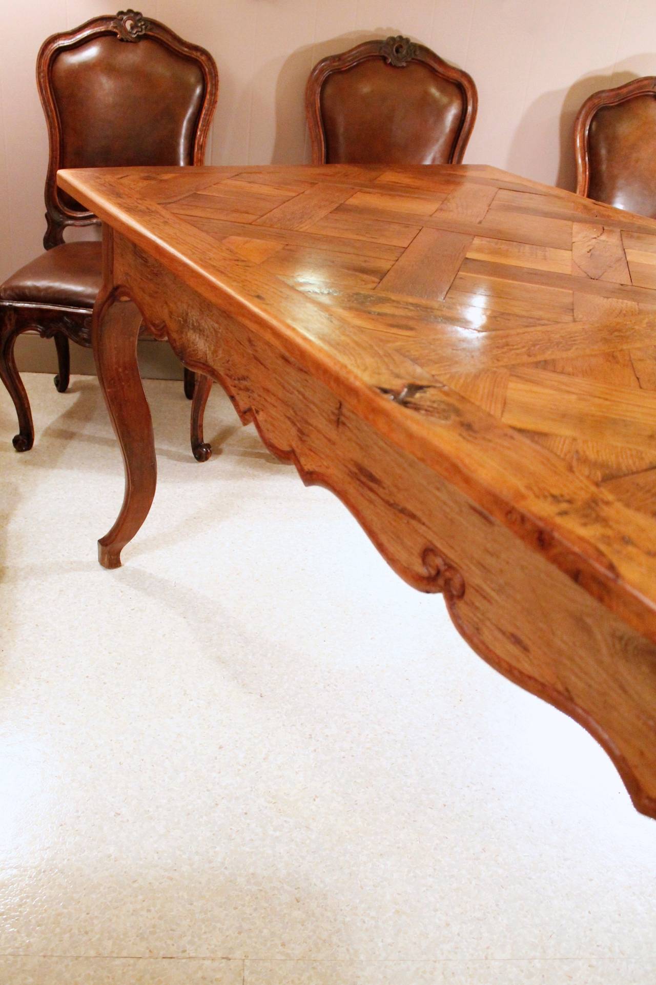 Louis XV Style Parquetry-Top Farm Table For Sale 2