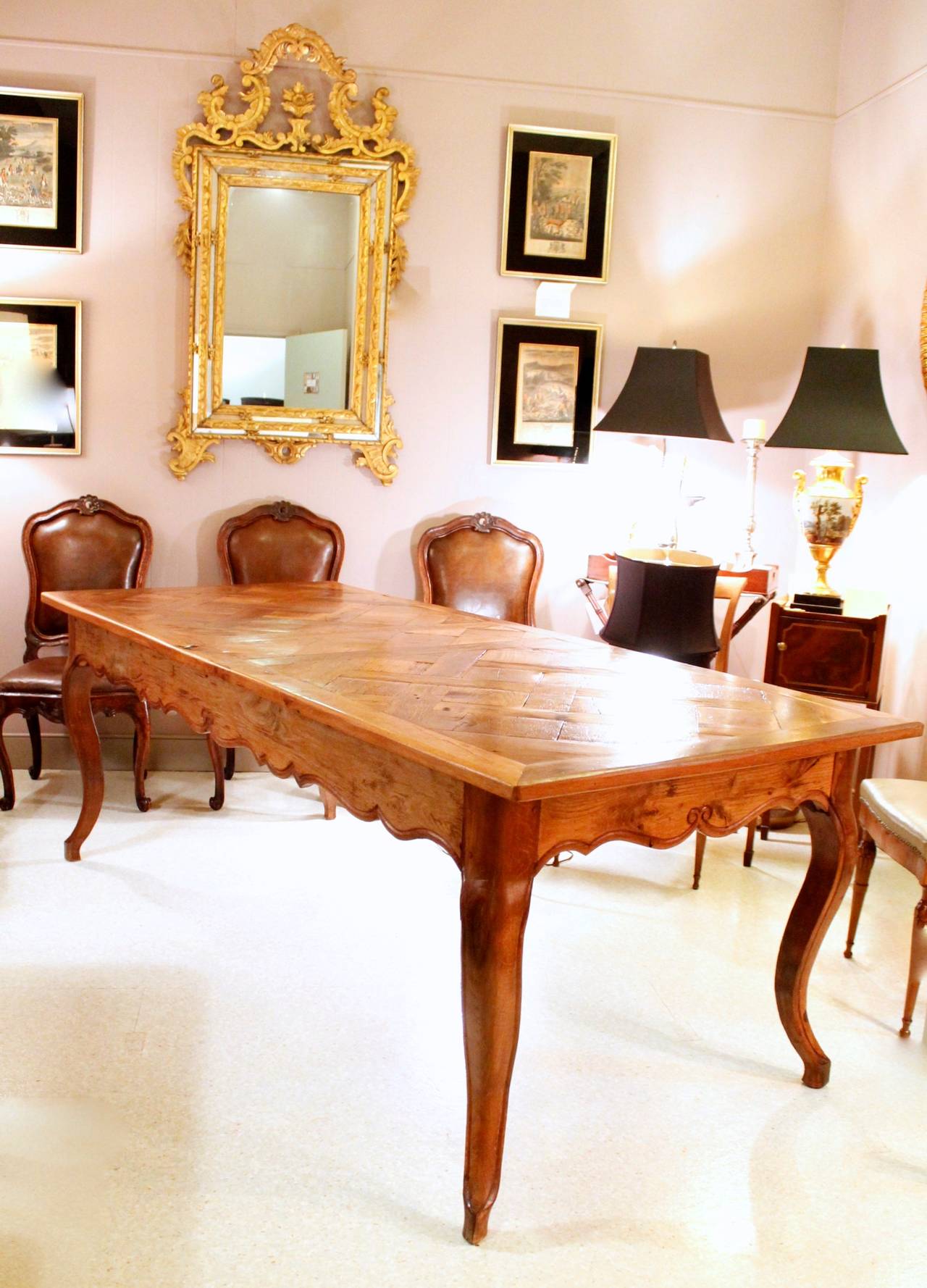 Louis XV Style Parquetry-Top Farm Table For Sale 3