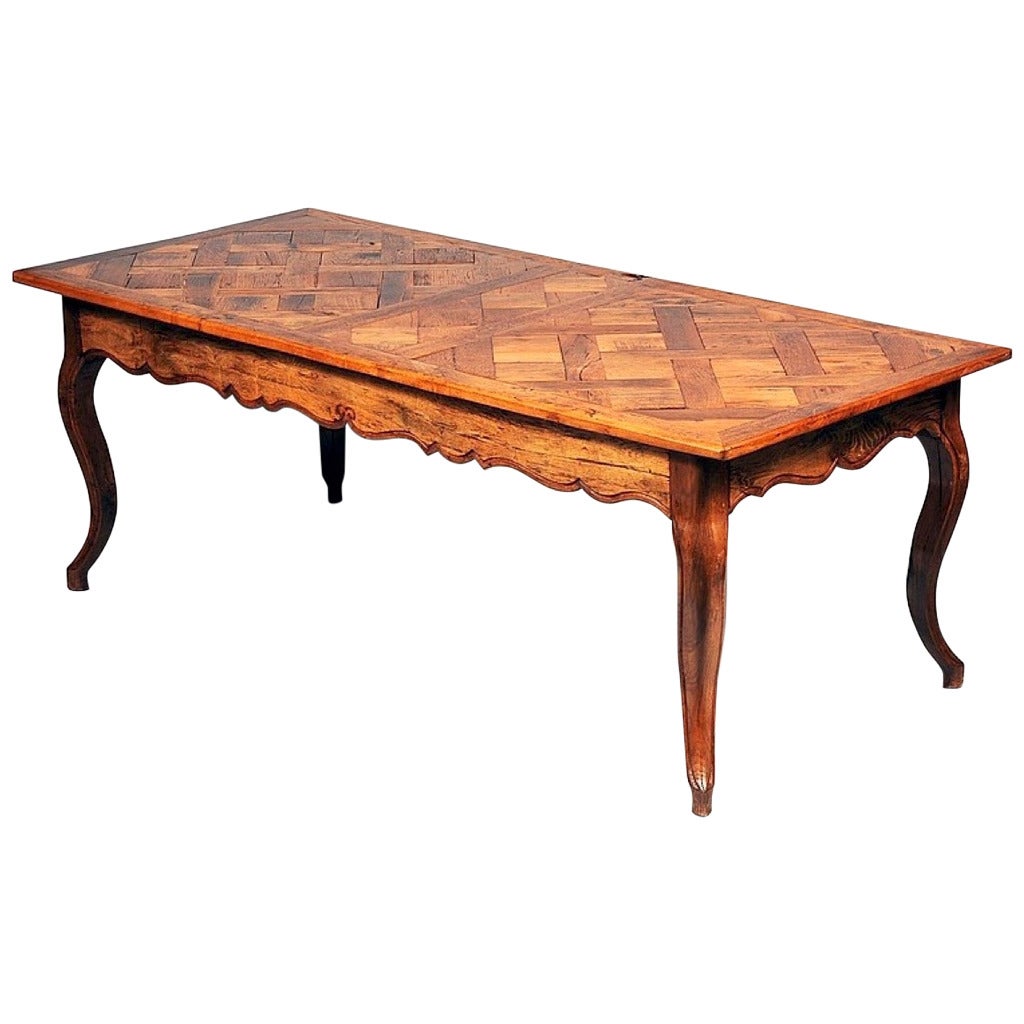 Louis XV Style Parquetry-Top Farm Table For Sale