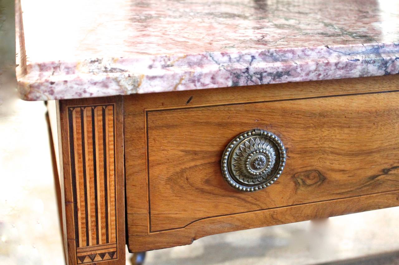 Inlay Italian Neoclassical Inlaid Console or Center Table with Marble Top