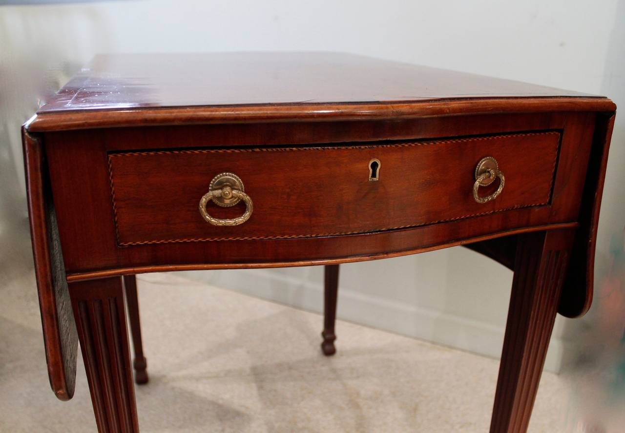 Inlay George III Serpentine Inlaid Mahogany Pembroke Table, 18th Century For Sale