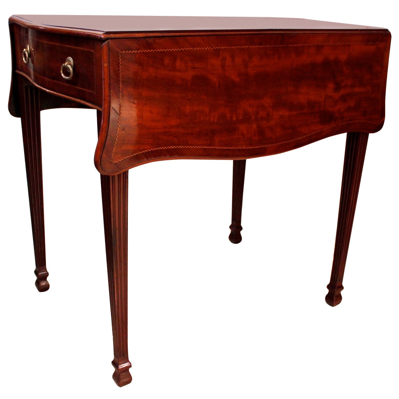 George III Serpentine Inlaid Mahogany Pembroke Table, 18th Century For Sale