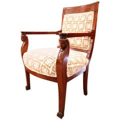 French Empire Armchair with Carved Stiles