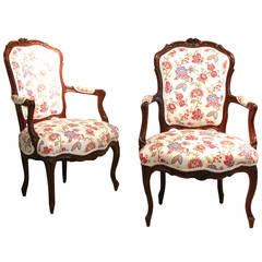 Pair of Provincial French Louis XV Fauteuils