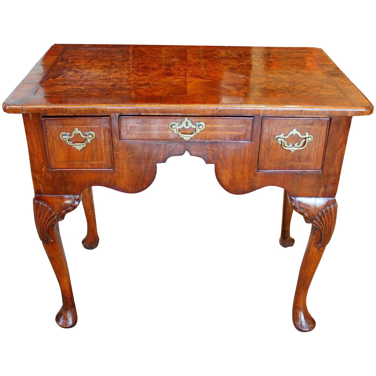 George II Walnut Lowboy with Shell Carved Knees at 1stDibs