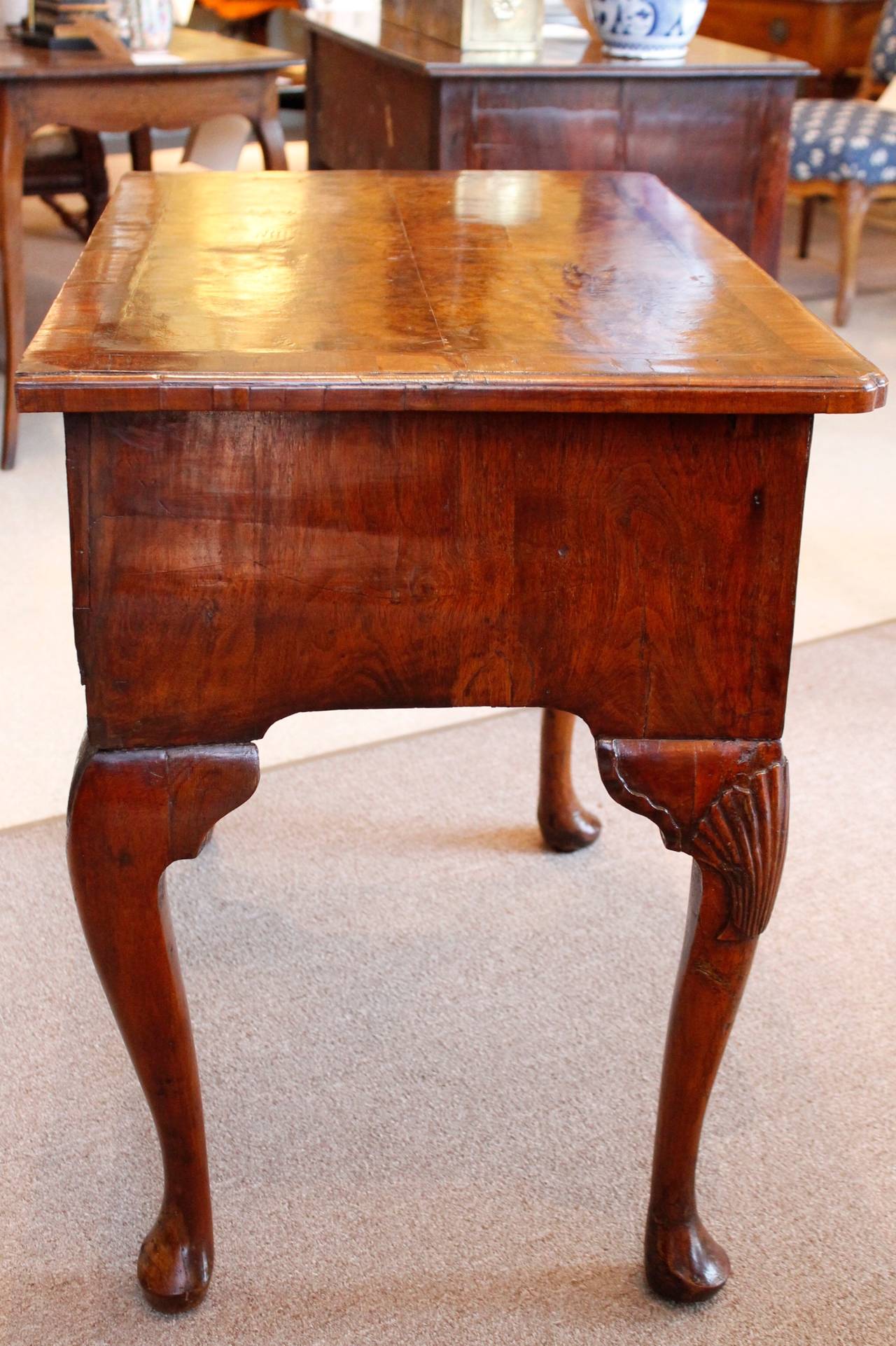 George II Walnut Lowboy with Shell Carved Knees at 1stDibs