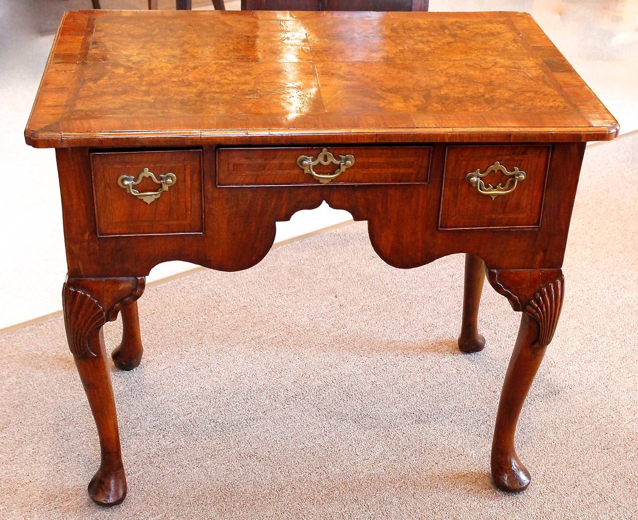 George II Walnut Lowboy with Shell Carved Knees at 1stDibs