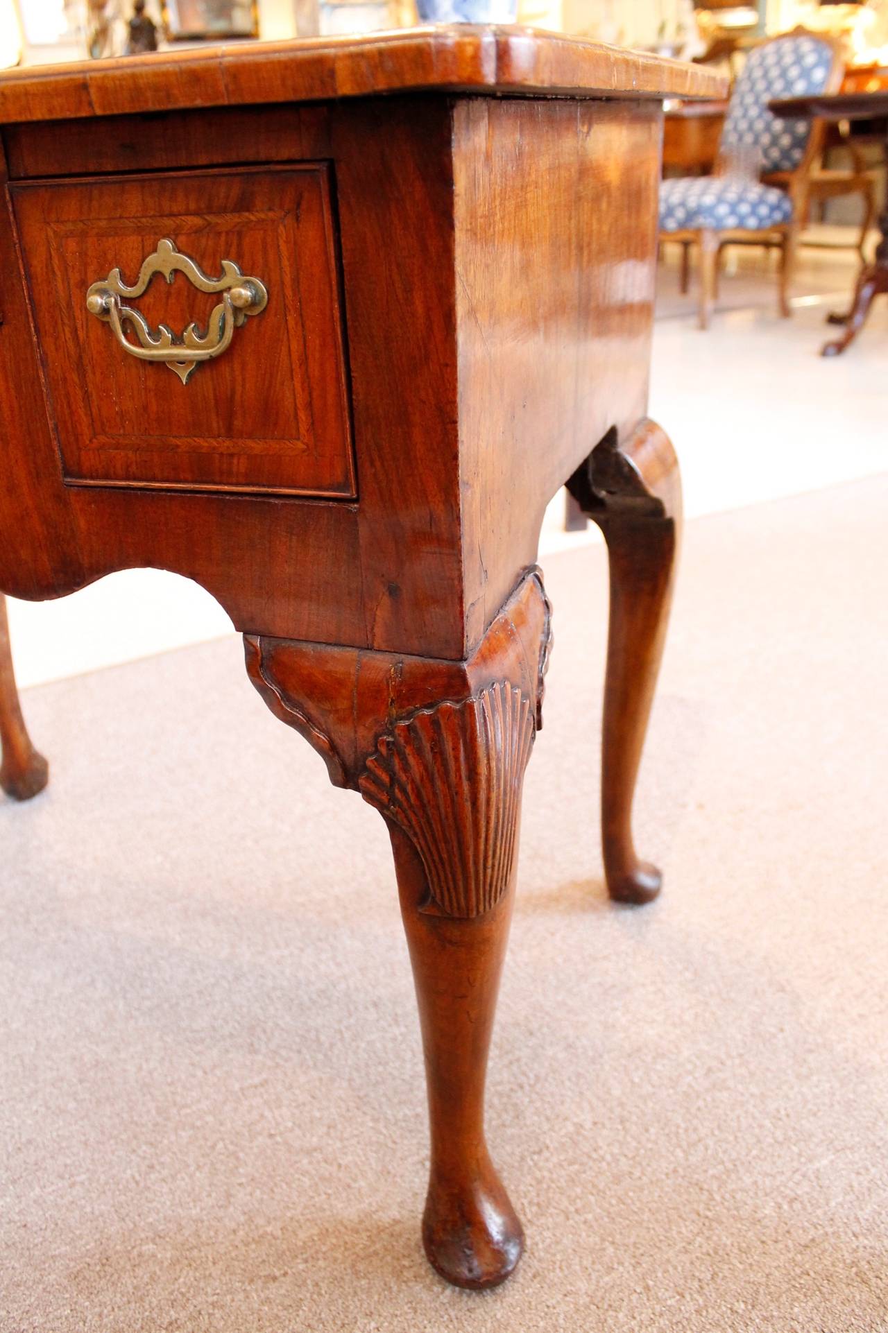 George II Walnut Lowboy with Shell Carved Knees at 1stDibs