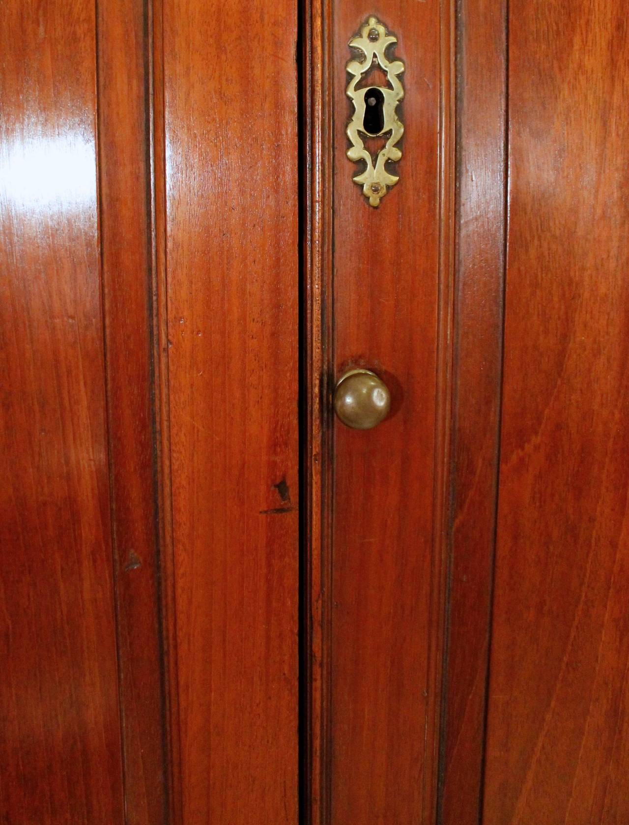 English Mahogany Corner Cupboard with Gothic Paneled Doors 1