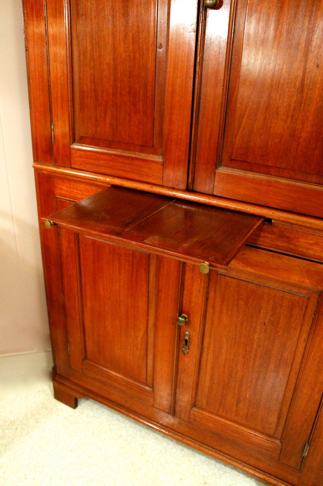 English Mahogany Corner Cupboard with Gothic Paneled Doors 2