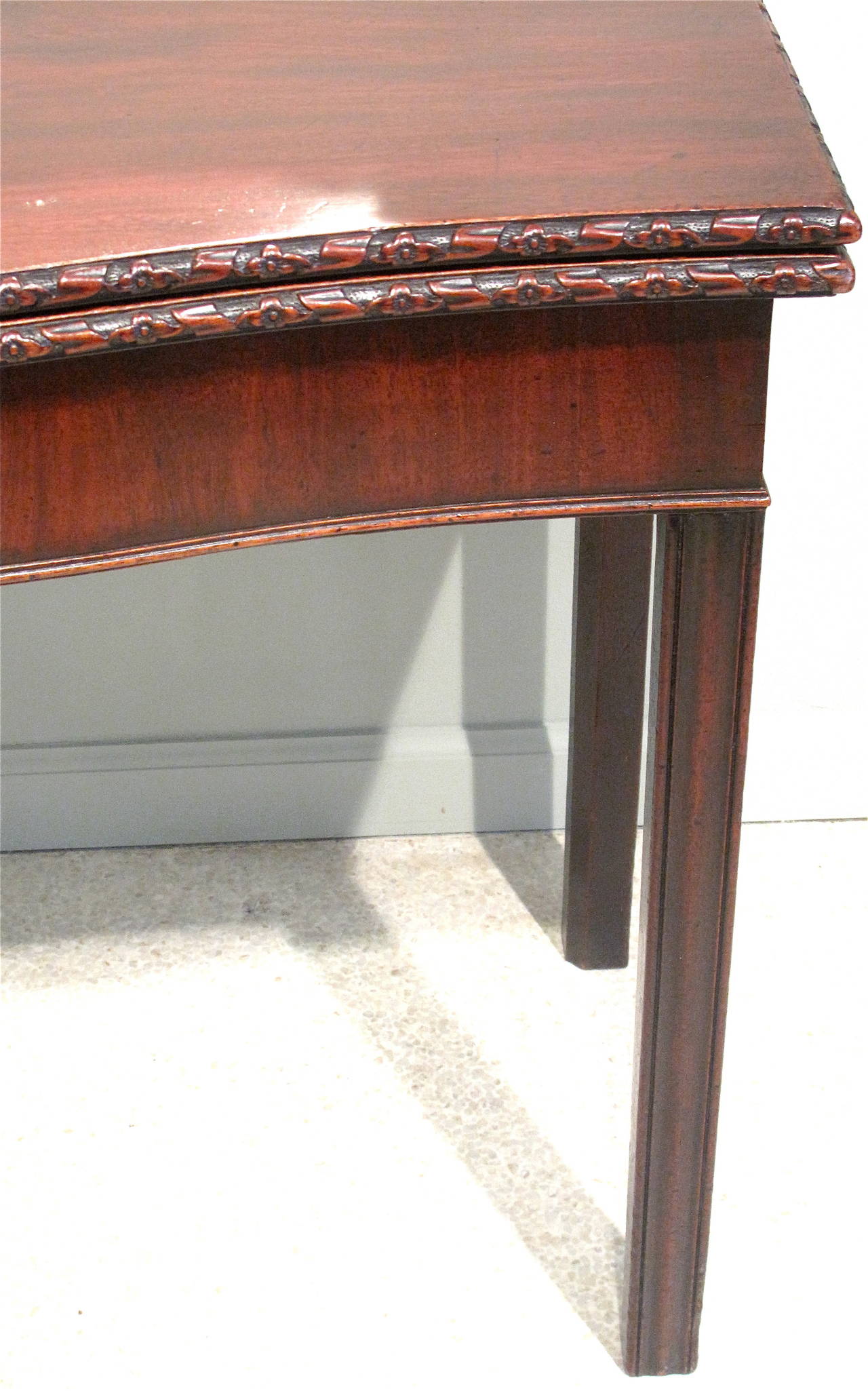 English George III Mahogany Serpentine Front Game Table For Sale
