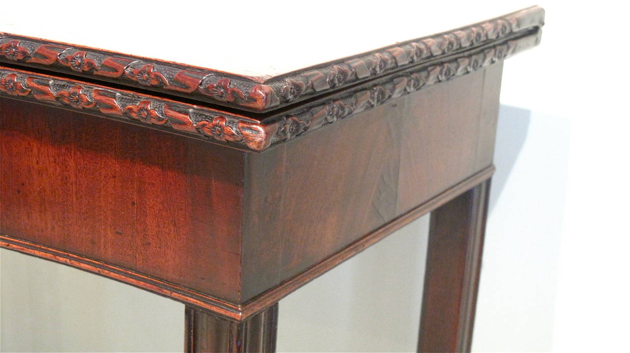 18th Century George III Mahogany Serpentine Front Game Table For Sale