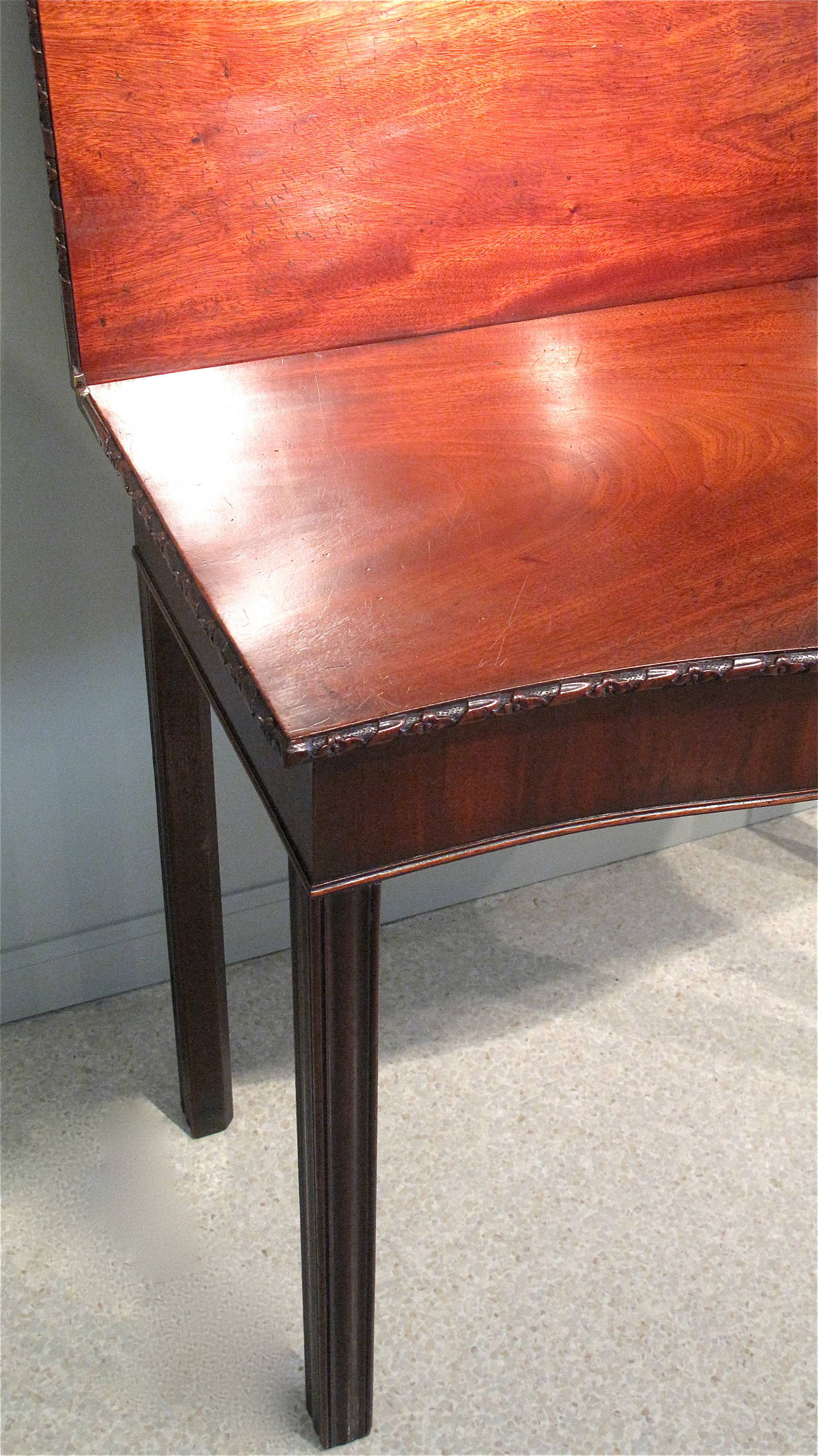 George III Mahogany Serpentine Front Game Table For Sale 3