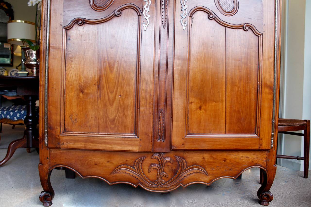 French Provincial Fruitwood Louis XV Style Armoire 1