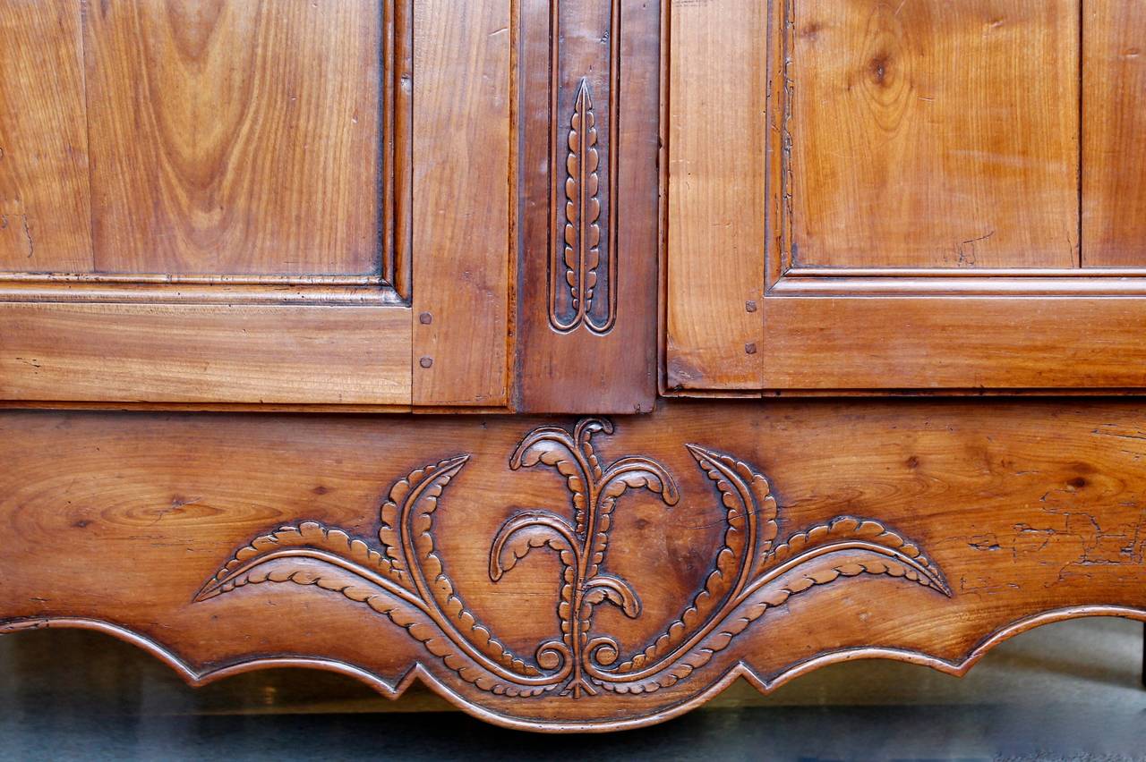 19th Century French Provincial Fruitwood Louis XV Style Armoire