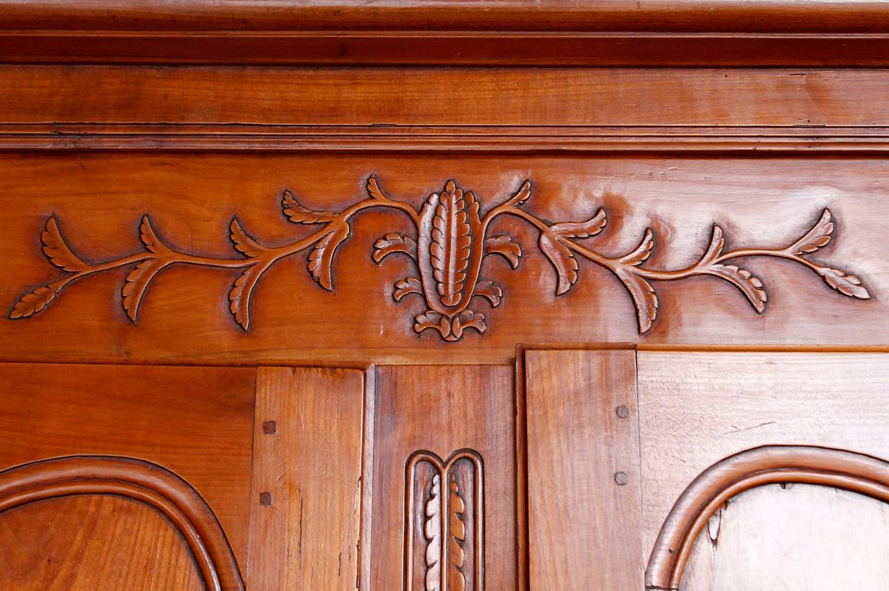 Carved French Provincial Fruitwood Louis XV Style Armoire