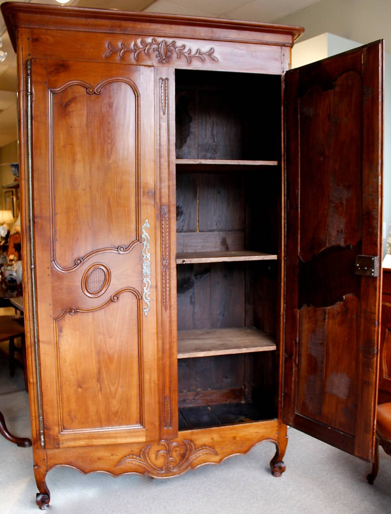 French Provincial Fruitwood Louis XV Style Armoire 2