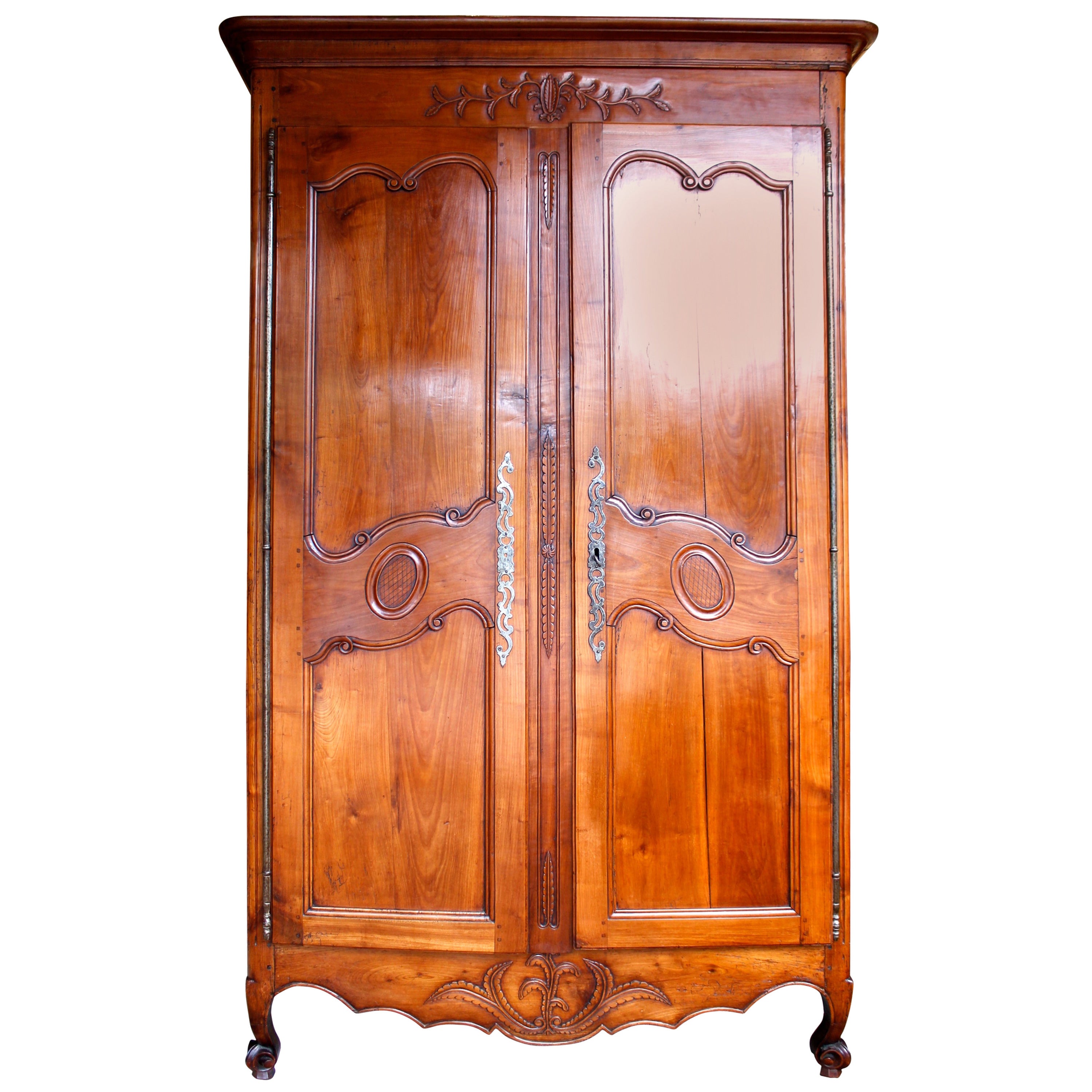 French Provincial Fruitwood Louis XV Style Armoire