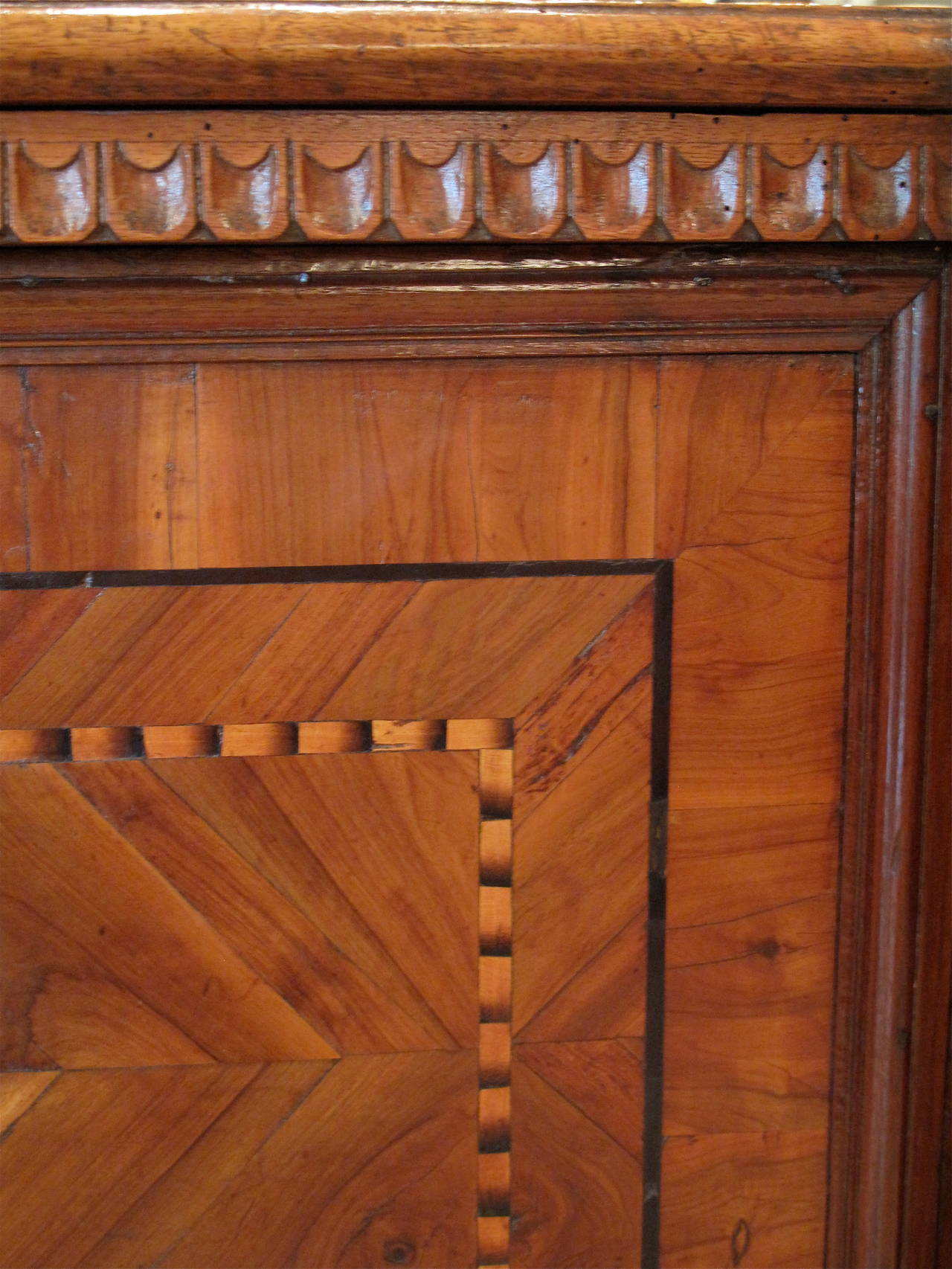 Italian Walnut and Marquetry Dowry Chest or Cassone For Sale 2