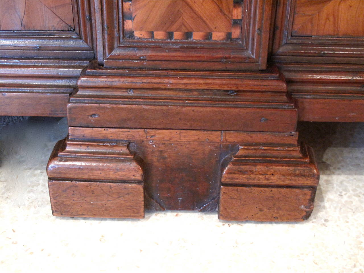 Italian Walnut and Marquetry Dowry Chest or Cassone For Sale 1