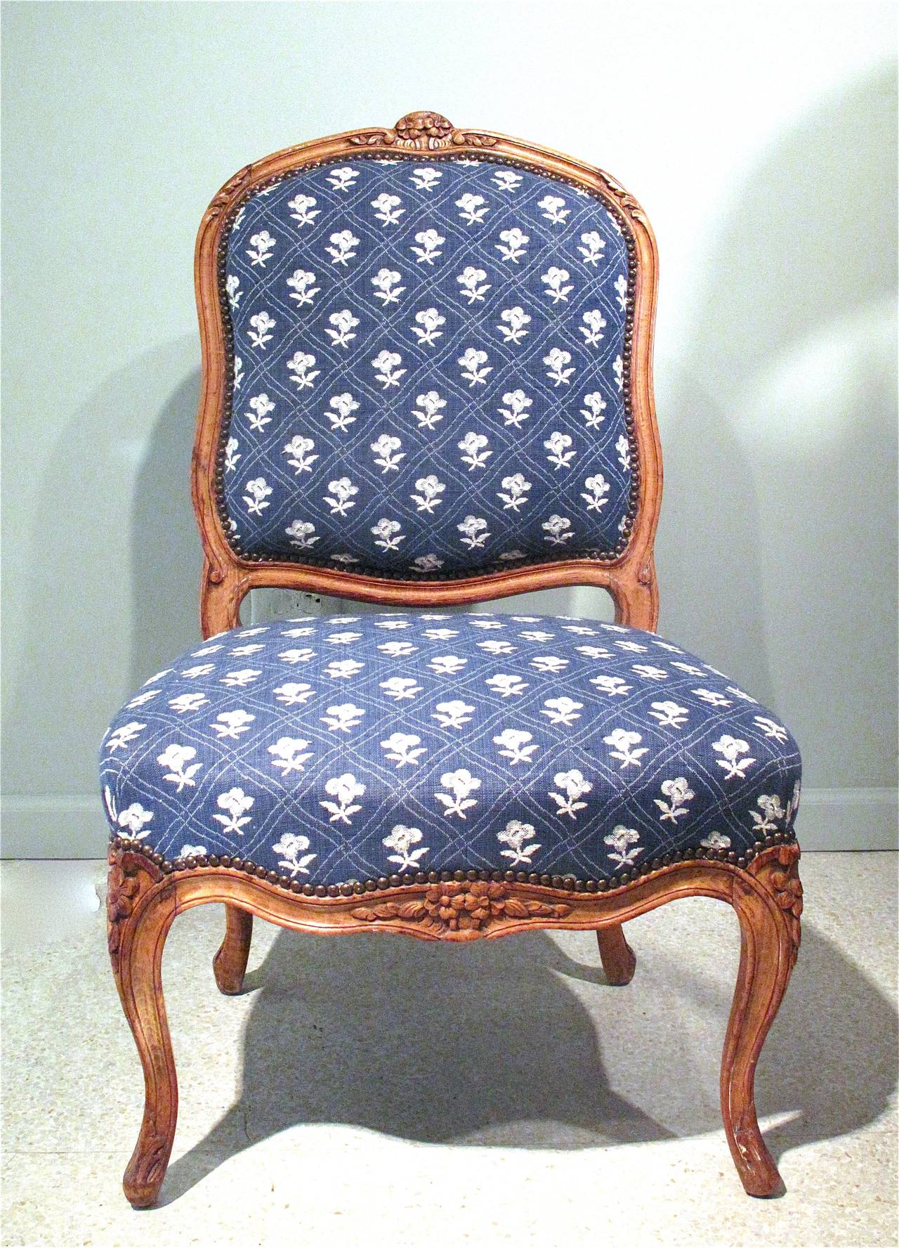 Pair of Louis XV Carved Beechwood Chairs
