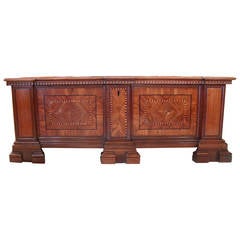 Italian Walnut and Marquetry Dowry Chest or Cassone