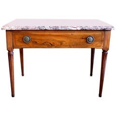 Italian Neoclassical Inlaid Console or Center Table with Marble Top