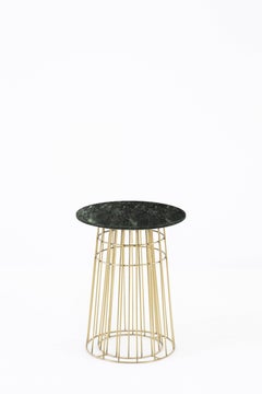 Contemporary Side Table or Tray Table in Brass and Black Granite