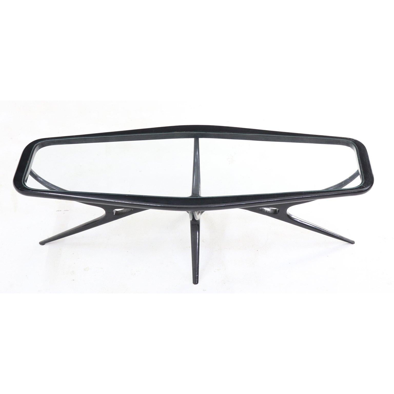 Ebonized Brazilian Midcentury Coffee Table Designed by Giuseppe Scapinelli