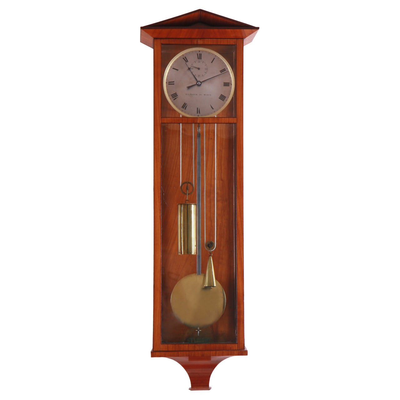 Vienna Miniature Wall Clock "Dachluhr" by Joseph Elsner, Austria circa 1830 For Sale