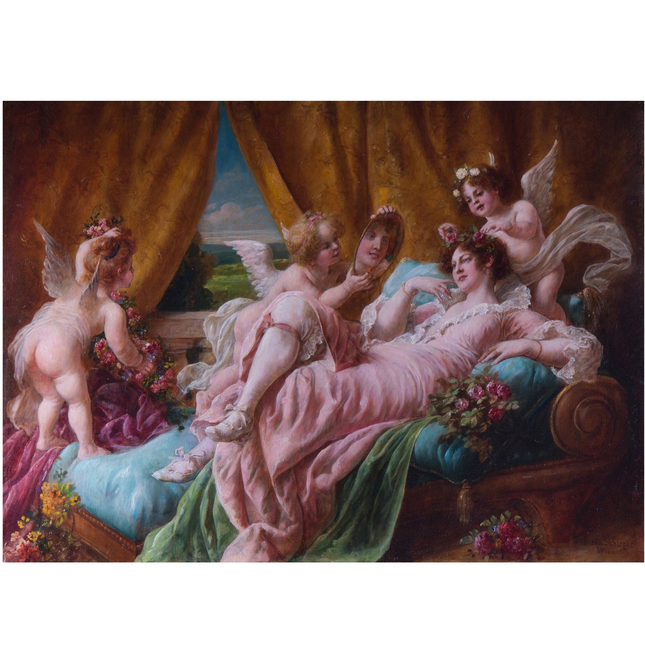 "Toilet of Venus, " Painting by Friedrich Schlegel For Sale