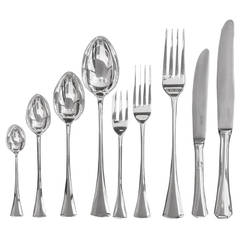 Antique Silver Flatware Service for 24 with canteen, Hungary circa 1937/65