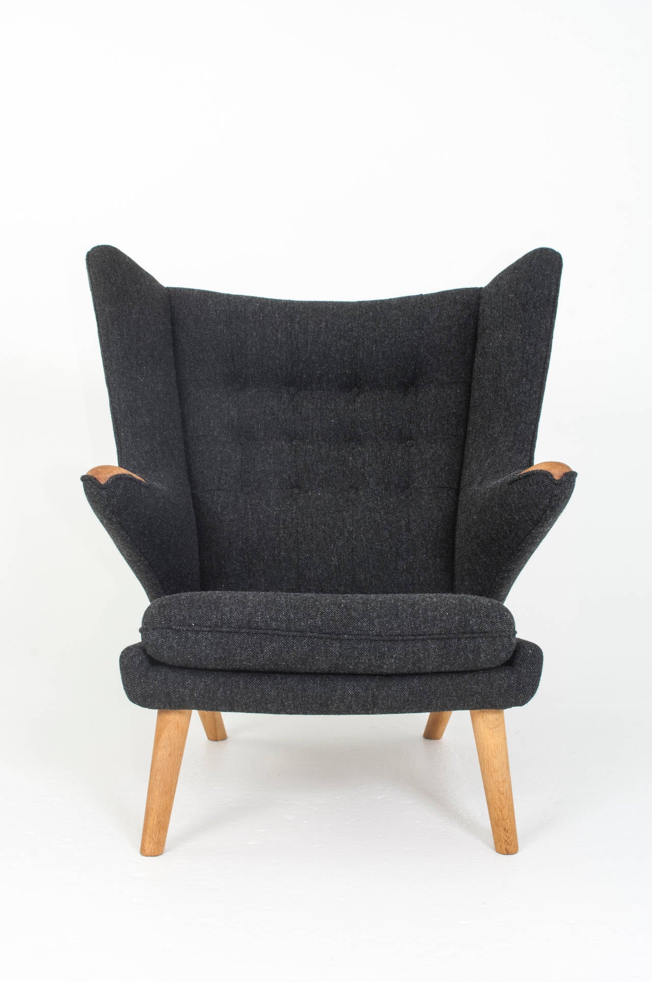 Scandinavian Modern Hans J. Wegner Papa Bear Chair and Stool by AP Stolen For Sale