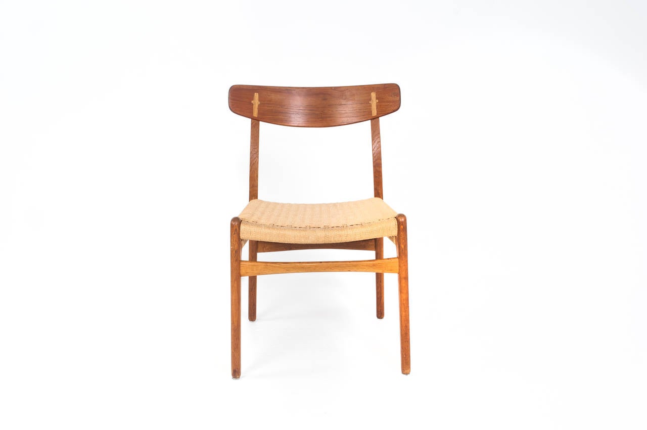 Scandinavian Modern Hans J. Wegner Set of Six Teak Chairs Model CH 23