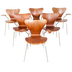 Arne Jacobsen Series Seven Teak Chairs 3207