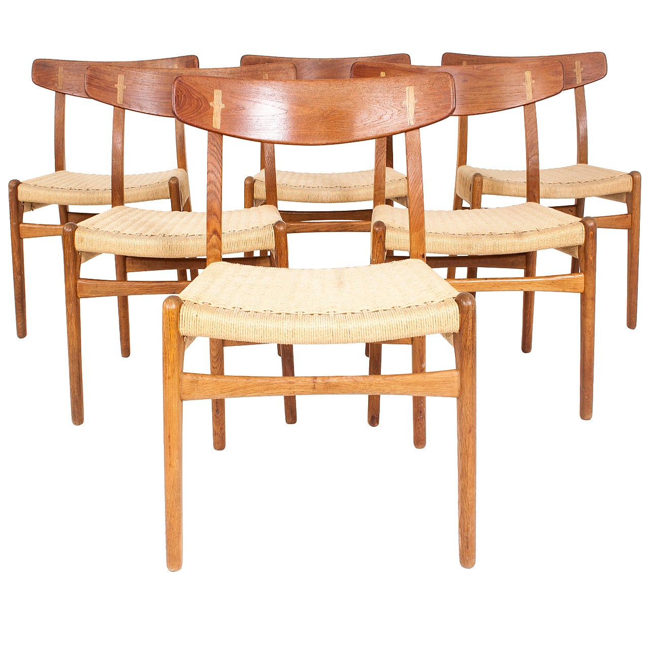 Hans J. Wegner Set of Six Teak Chairs Model CH 23