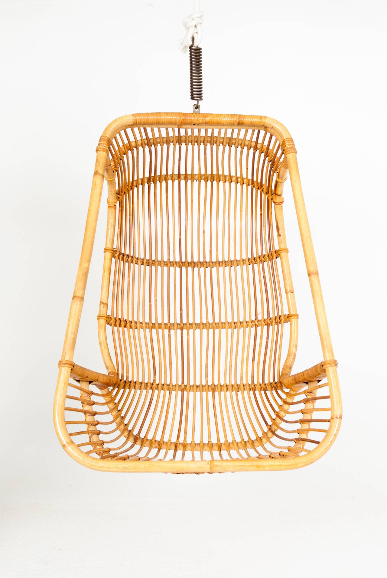 Hanging chair. 

Bamboo and woven cane.