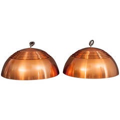 Arne Jacobsen Copper Pendants Original SAS Royal Hotel Inventory