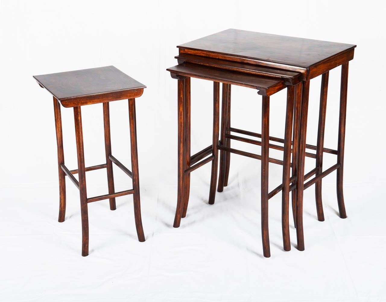 Set of four tables nesting attributed to Thonet
Beechwood and Plywood
fully restored