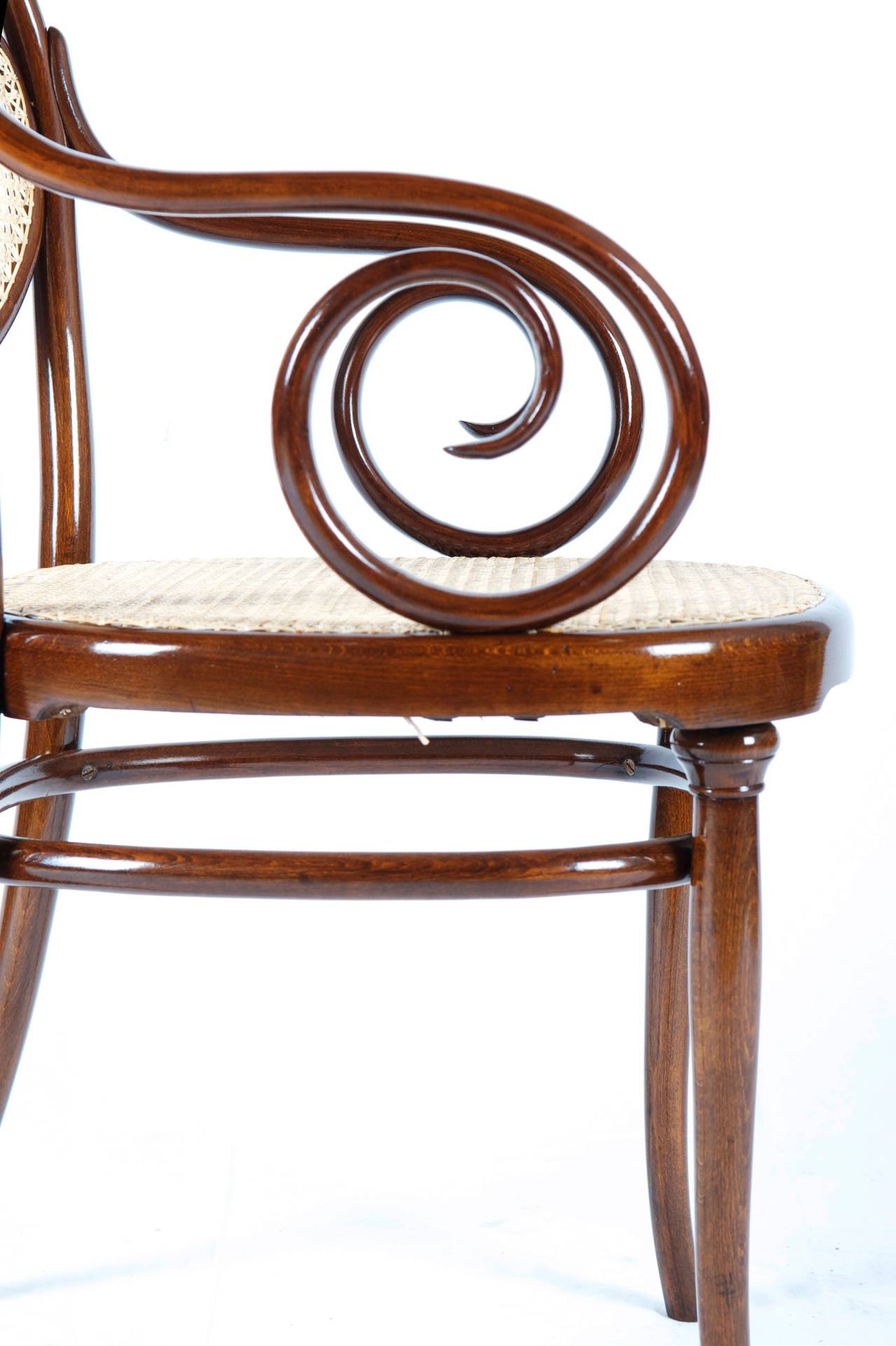 This beautiful Thonet bentwood armchair model no. 11. 
Completely restored.
