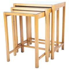 Set of Thonet Nesting Tables with Mirror Tabletop