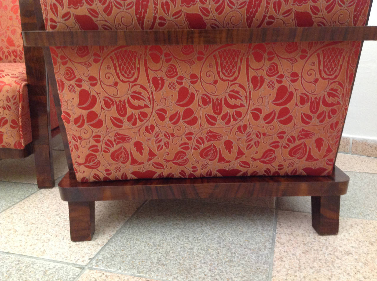 Nutwood Pair of Art Deco Armchairs, circa 1930
