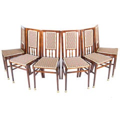 Set of Six Art Nouveau Dining Room Chairs