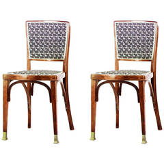 Antique Pair of Kohn Chairs No. 719 Attributed to Koloman Moser
