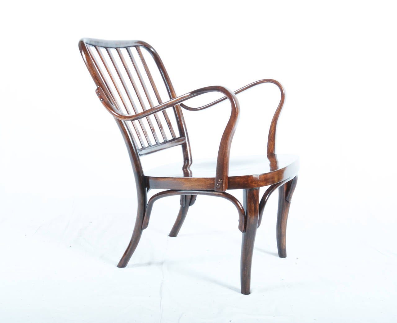Thonet armchair No 752 by Josef Frank designed in the 1920's.
this model is a later one from 1950's with TON signature this was the follower from the original Thonet factory in Bysrice pod Hostinem.

Armchair is completely restored with shellack