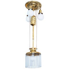 Art Nouveau Adjustable Brass Down Lamp
