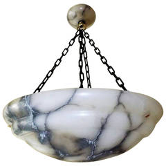 Large French Art Deco Alabaster Chandelier