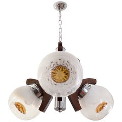 Three Mazzega Globes Murano Chandelier