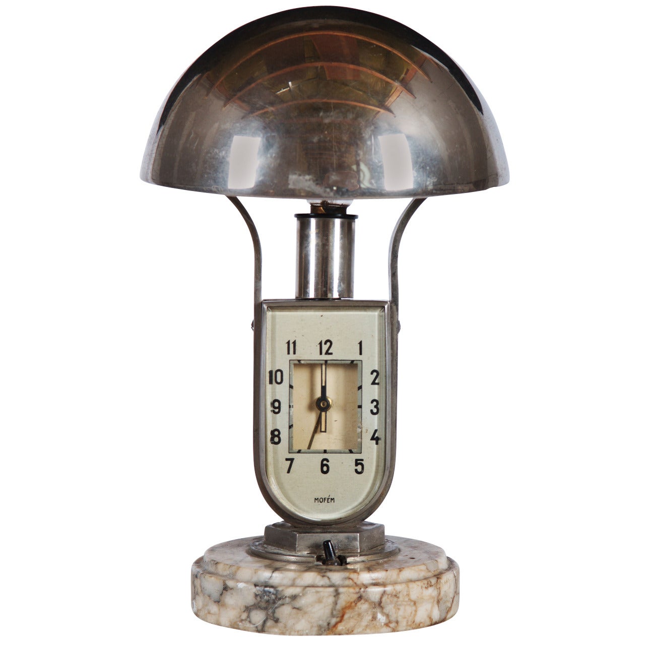 Art Deco Mofem Table Lamp with Integrated Alarm Clock