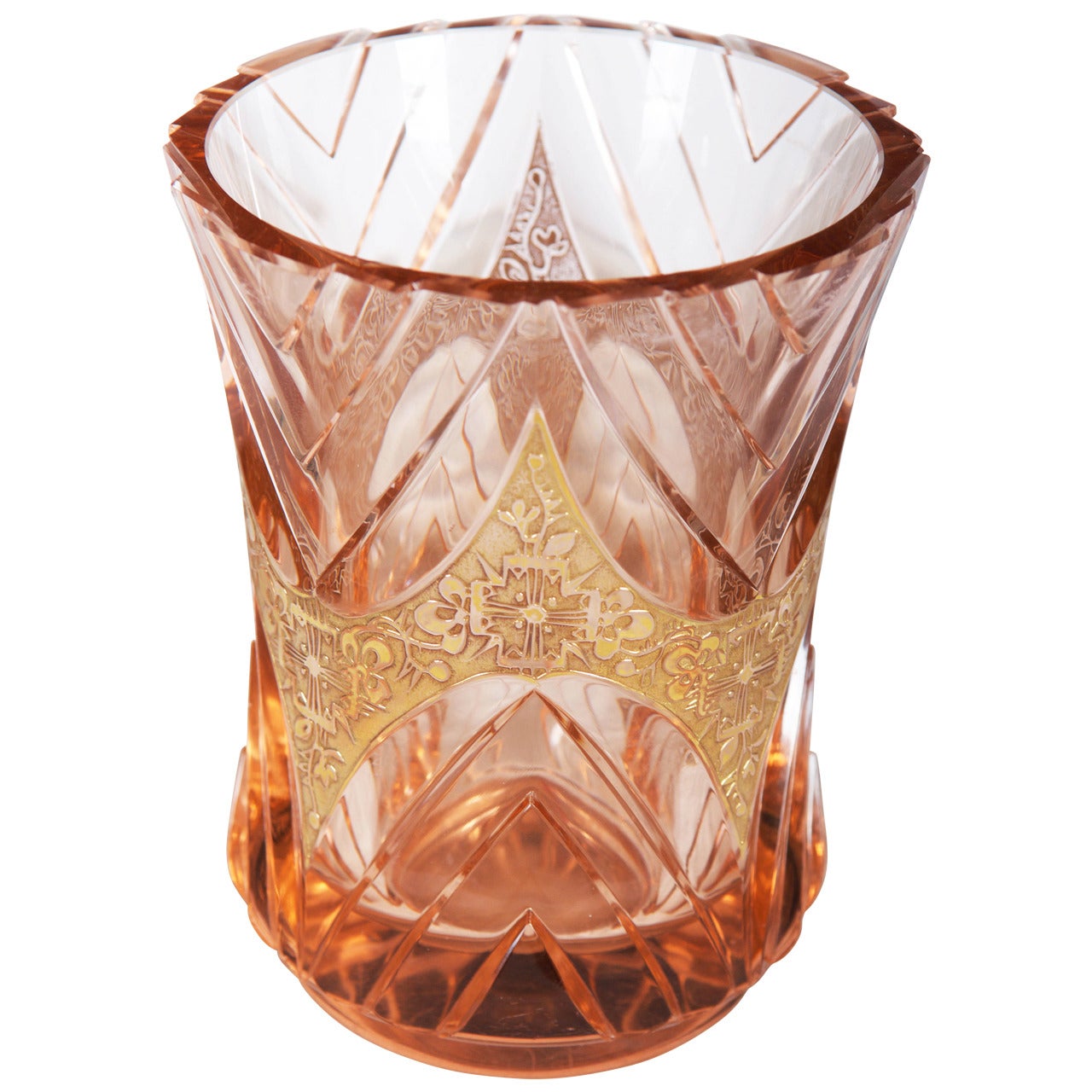 Art Deco Bohemian Crystal Glass Vase